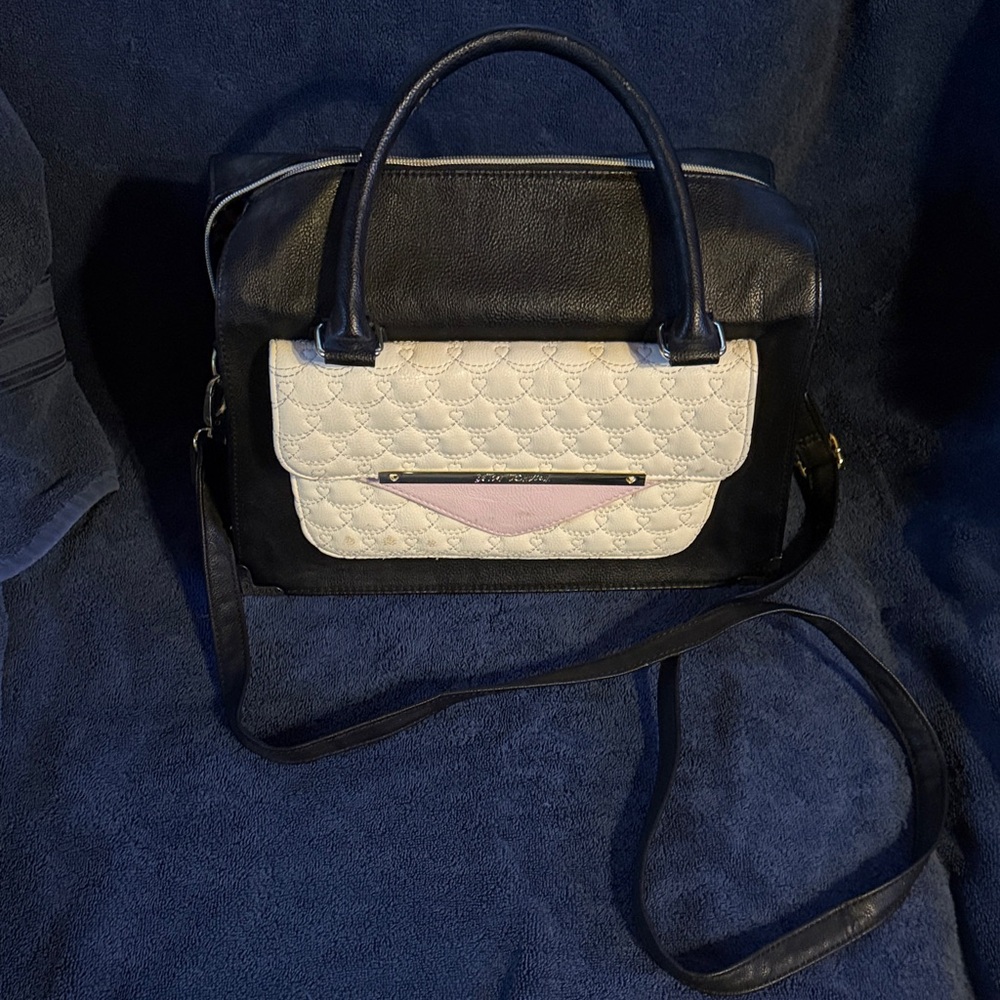 Betsey Johnson Black and Cream Crossbody Bag